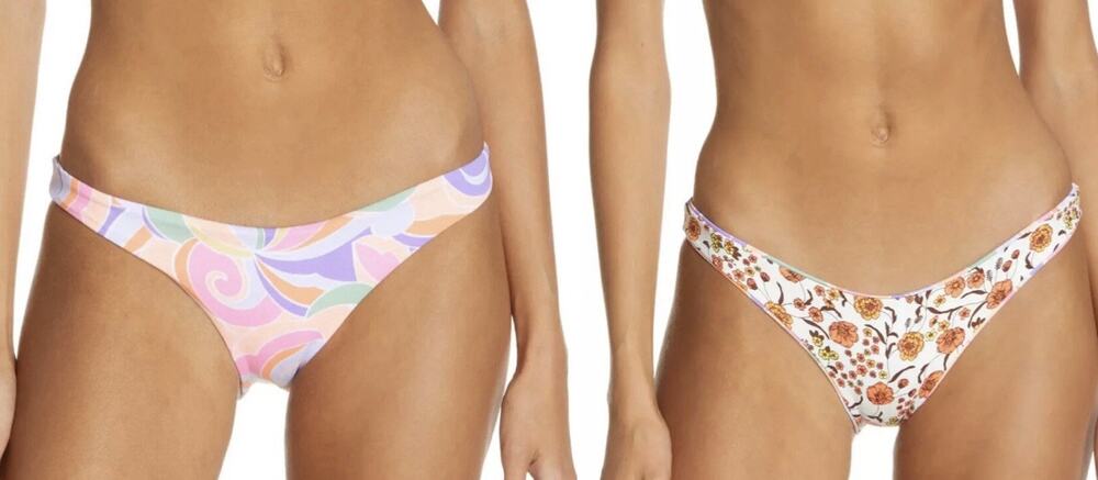 NEW MAAJI 'Pucchini Flirt' Reversible Bikini Bottoms Floral Retro Low Rise XL